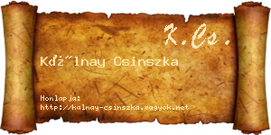 Kálnay Csinszka névjegykártya